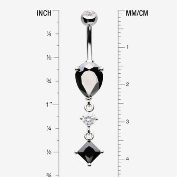 Detail View 1 of Enchant Sparkle Teardrop Princess Dangle Belly Button Ring-Black/Clear